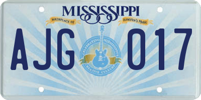 MS license plate AJG017
