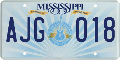 MS license plate AJG018