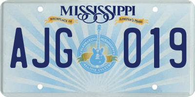 MS license plate AJG019