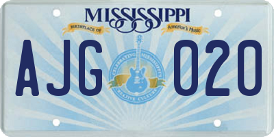 MS license plate AJG020