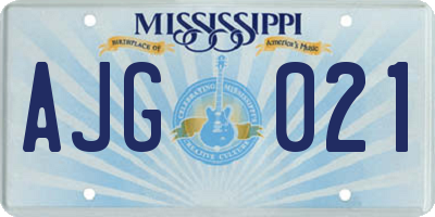 MS license plate AJG021