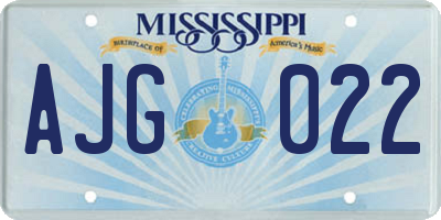 MS license plate AJG022