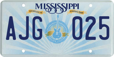 MS license plate AJG025