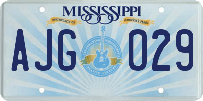 MS license plate AJG029