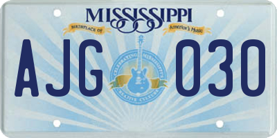 MS license plate AJG030