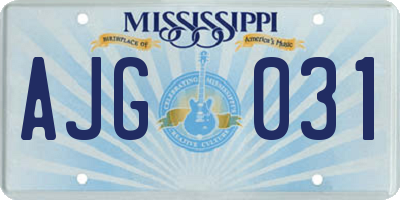MS license plate AJG031