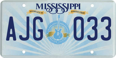 MS license plate AJG033