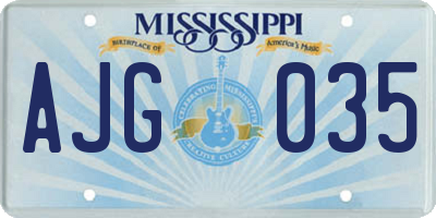 MS license plate AJG035