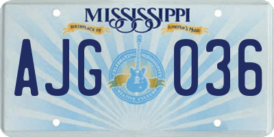 MS license plate AJG036