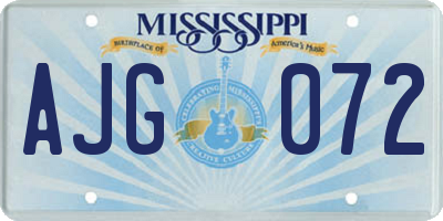 MS license plate AJG072