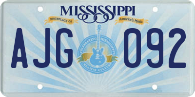MS license plate AJG092