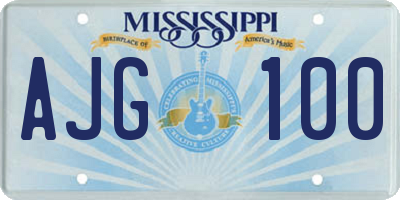 MS license plate AJG100