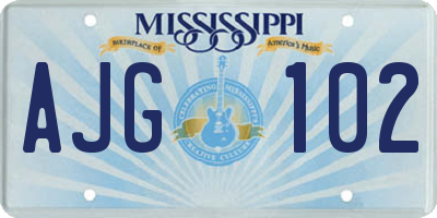 MS license plate AJG102