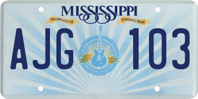 MS license plate AJG103