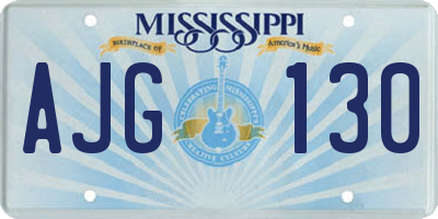 MS license plate AJG130