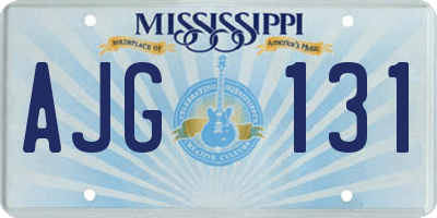 MS license plate AJG131