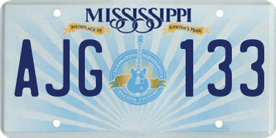 MS license plate AJG133