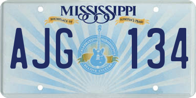 MS license plate AJG134