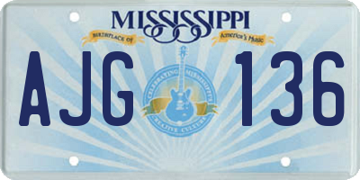 MS license plate AJG136