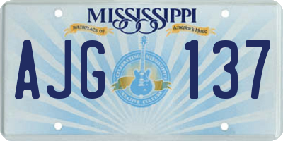 MS license plate AJG137