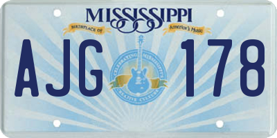 MS license plate AJG178