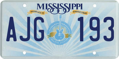 MS license plate AJG193