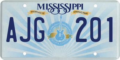 MS license plate AJG201