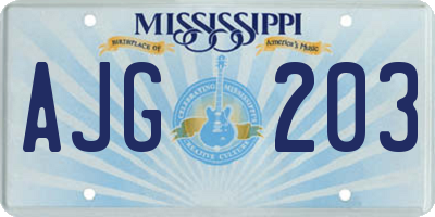 MS license plate AJG203