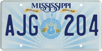 MS license plate AJG204