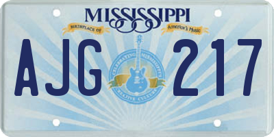MS license plate AJG217