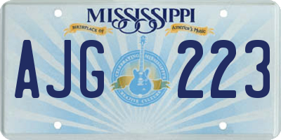 MS license plate AJG223