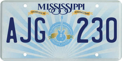MS license plate AJG230