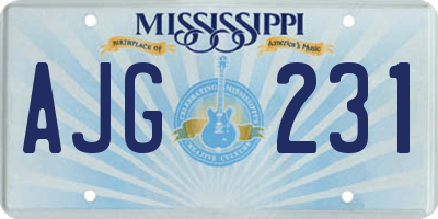 MS license plate AJG231
