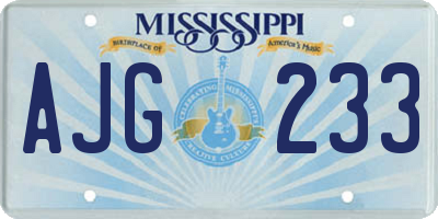 MS license plate AJG233