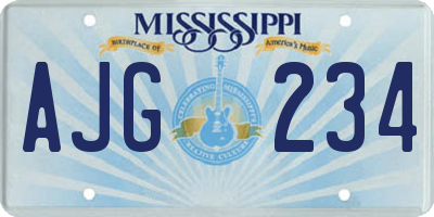 MS license plate AJG234