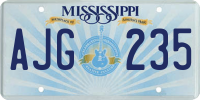 MS license plate AJG235