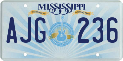 MS license plate AJG236