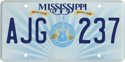 MS license plate AJG237