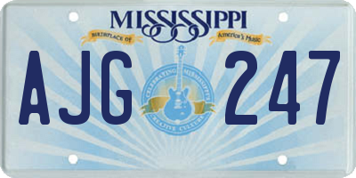MS license plate AJG247
