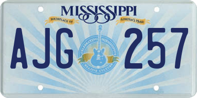 MS license plate AJG257
