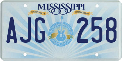 MS license plate AJG258