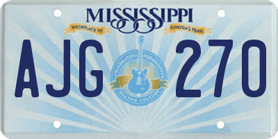 MS license plate AJG270