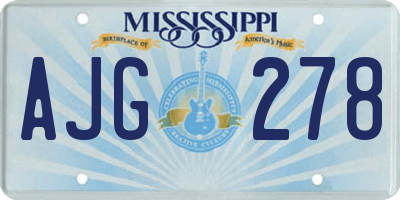 MS license plate AJG278