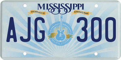 MS license plate AJG300