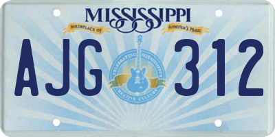 MS license plate AJG312