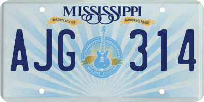 MS license plate AJG314