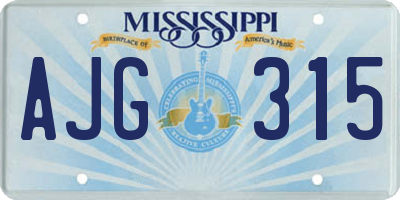MS license plate AJG315
