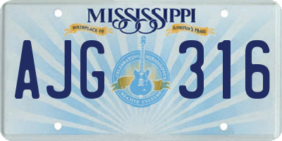 MS license plate AJG316