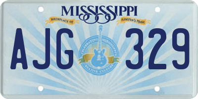MS license plate AJG329