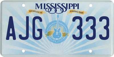 MS license plate AJG333
